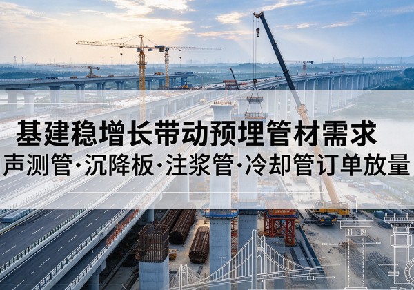 大观基建稳增长带动预埋监测管材需求，声测管、沉降板、注浆管订单持续放量